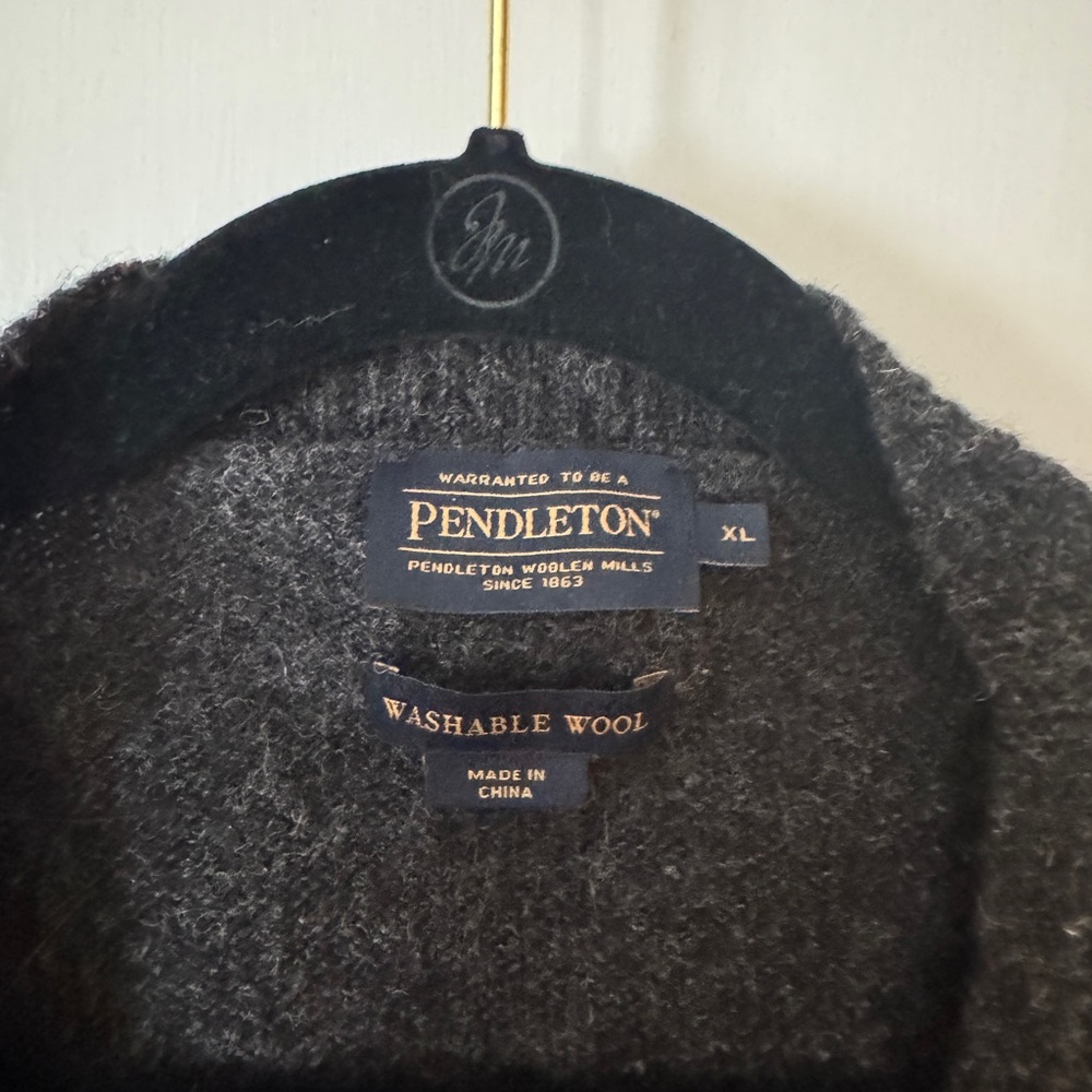 Pendleton Charcoal Cardigan Sweater Washable Wool - Picture 2 of 10